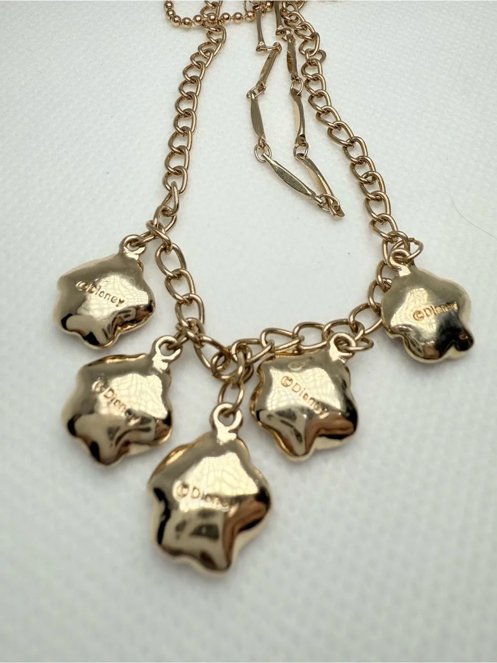Disney! Gold-Tone Layered Necklace with Red Rose Charms